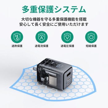 USB充電器 Comet Mix3 67W PD対応 折りたたみ式 [USB-A 1ポート/USB-C 2ポート] グレー AUKEY(オーキー)
