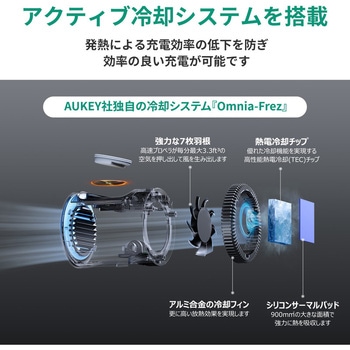 ワイヤレス充電器 MagSafe対応 Qi2 MagFusion 3-in-1 Pro 冷却機能搭載 15W グレー AUKEY(オーキー)
