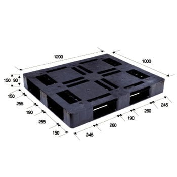 RE1210 再生樹脂パレット 長方形タイプ モノタロウ ブラック色