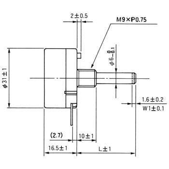 RV30シリーズ 炭素系可変抵抗器(ポテンショメータ通産機器用) 直線形