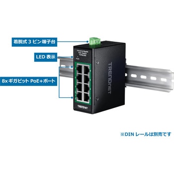 8ポート産業用ギガビットPoE+ DINレールミニスイッチ TRENDnet