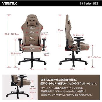 ゲーミングチェア S1シリーズ ファブリック VESTEX(ヴェステックス)