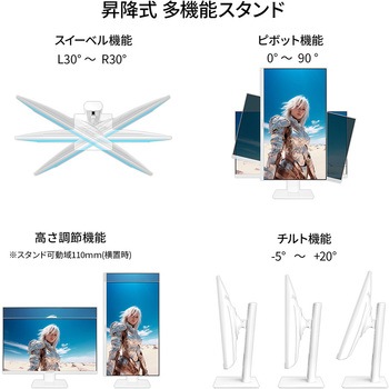 ゲーミング液晶ディスプレイ 23.8型/1920×1080/DP×2、HDMI×2/ホワイト/スピーカー有/2年保証 JAPANNEXT