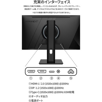 ゲーミング液晶ディスプレイ 23.8型/1920×1080/DP、HDMI、USB-C×1/ブラック/スピーカー有/2年保証 JAPANNEXT