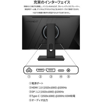 ゲーミング液晶ディスプレイ 23.8型/1920×1080/DP、HDMI、USB-C×1/ブラック/スピーカー有/2年保証 JAPANNEXT