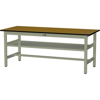 中量作業台/耐荷重500kg_中間全面棚板付き_固定式H740_メラミン天板_ワークテーブル500シリーズ 山金工業