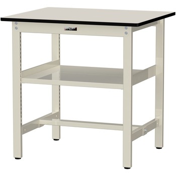中量作業台/耐荷重500kg_中間全面棚板付き_固定式H900_メラミン天板_ワークテーブル500シリーズ 山金工業