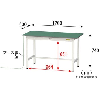 軽量作業台/耐荷重150kg_導電性ゴムマット+アース付き_固定式_ワークテーブル150シリーズ 山金工業