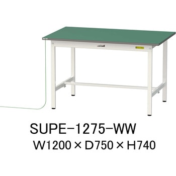 軽量作業台/耐荷重150kg_導電性ゴムマット+アース付き_固定式_ワークテーブル150シリーズ 山金工業