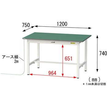 軽量作業台/耐荷重150kg_導電性ゴムマット+アース付き_固定式_ワークテーブル150シリーズ 山金工業