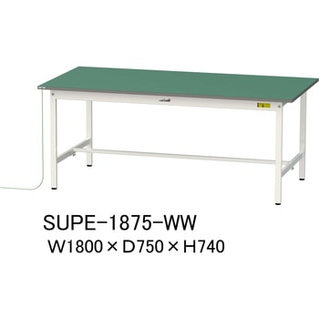 軽量作業台/耐荷重150kg_導電性ゴムマット+アース付き_固定式_ワークテーブル150シリーズ 山金工業