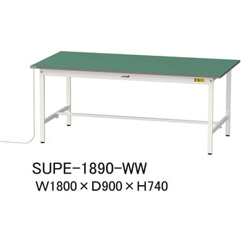 軽量作業台/耐荷重150kg_導電性ゴムマット+アース付き_固定式_ワークテーブル150シリーズ 山金工業