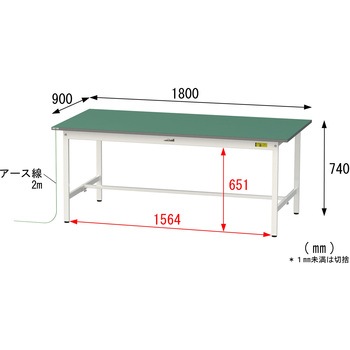 軽量作業台/耐荷重150kg_導電性ゴムマット+アース付き_固定式_ワークテーブル150シリーズ 山金工業