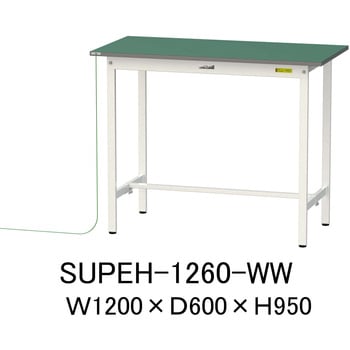 軽量作業台/耐荷重150kg_導電性ゴムマット+アース付き_固定式_ワークテーブル150シリーズ 山金工業