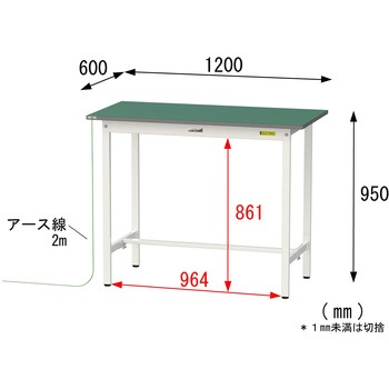 軽量作業台/耐荷重150kg_導電性ゴムマット+アース付き_固定式_ワークテーブル150シリーズ 山金工業