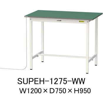 軽量作業台/耐荷重150kg_導電性ゴムマット+アース付き_固定式_ワークテーブル150シリーズ 山金工業