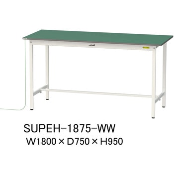 軽量作業台/耐荷重150kg_導電性ゴムマット+アース付き_固定式_ワークテーブル150シリーズ 山金工業