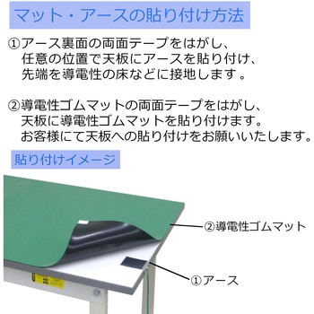 軽量作業台/耐荷重150kg_導電性ゴムマット+アース付き_高さ調整式_ワークテーブル150シリーズ 山金工業