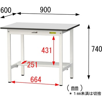 軽量作業台/耐荷重150kg_固定式_半面棚板付き_RoHS2指令対応塩ビシート天板_ワークテーブル150シリーズ 山金工業