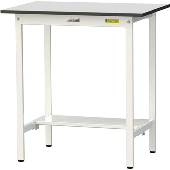 軽量作業台/耐荷重150kg_固定式_半面棚板付き_RoHS2指令対応塩ビシート天板_ワークテーブル150シリーズ 山金工業