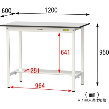 軽量作業台/耐荷重150kg_固定式_半面棚板付き_RoHS2指令対応塩ビシート天板_ワークテーブル150シリーズ 山金工業