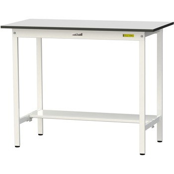 軽量作業台/耐荷重150kg_固定式_半面棚板付き_RoHS2指令対応塩ビシート天板_ワークテーブル150シリーズ 山金工業