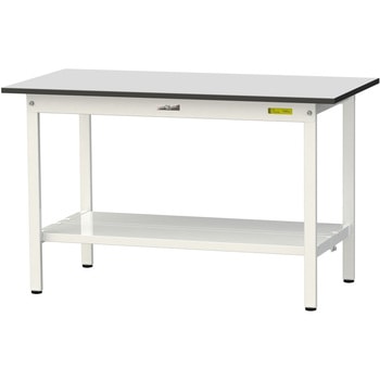 軽量作業台/耐荷重150kg_固定式_全面棚板付き_RoHS2指令対応塩ビシート天板_ワークテーブル150シリーズ 山金工業