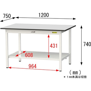 軽量作業台/耐荷重150kg_固定式_全面棚板付き_RoHS2指令対応塩ビシート天板_ワークテーブル150シリーズ 山金工業