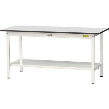軽量作業台/耐荷重150kg_固定式_全面棚板付き_RoHS2指令対応塩ビシート天板_ワークテーブル150シリーズ 山金工業