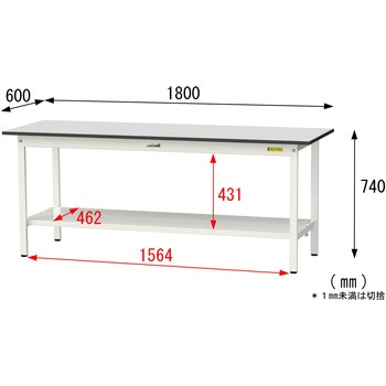 軽量作業台/耐荷重150kg_固定式_全面棚板付き_RoHS2指令対応塩ビシート天板_ワークテーブル150シリーズ 山金工業