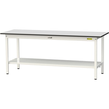 軽量作業台/耐荷重150kg_固定式_全面棚板付き_RoHS2指令対応塩ビシート天板_ワークテーブル150シリーズ 山金工業
