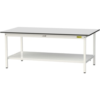 軽量作業台/耐荷重150kg_固定式_全面棚板付き_RoHS2指令対応塩ビシート天板_ワークテーブル150シリーズ 山金工業