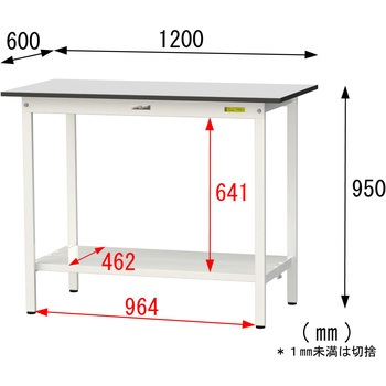 軽量作業台/耐荷重150kg_固定式_全面棚板付き_RoHS2指令対応塩ビシート天板_ワークテーブル150シリーズ 山金工業
