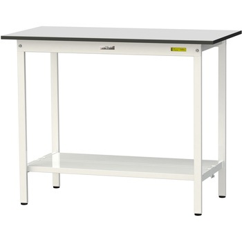 軽量作業台/耐荷重150kg_固定式_全面棚板付き_RoHS2指令対応塩ビシート天板_ワークテーブル150シリーズ 山金工業