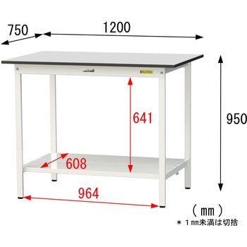 軽量作業台/耐荷重150kg_固定式_全面棚板付き_RoHS2指令対応塩ビシート天板_ワークテーブル150シリーズ 山金工業