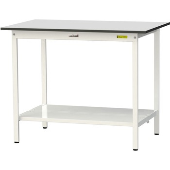 軽量作業台/耐荷重150kg_固定式_全面棚板付き_RoHS2指令対応塩ビシート天板_ワークテーブル150シリーズ 山金工業
