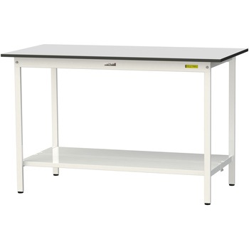 軽量作業台/耐荷重150kg_固定式_全面棚板付き_RoHS2指令対応塩ビシート天板_ワークテーブル150シリーズ 山金工業