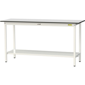 軽量作業台/耐荷重150kg_固定式_全面棚板付き_RoHS2指令対応塩ビシート天板_ワークテーブル150シリーズ 山金工業