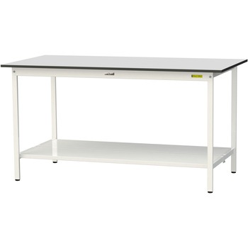 軽量作業台/耐荷重150kg_固定式_全面棚板付き_RoHS2指令対応塩ビシート天板_ワークテーブル150シリーズ 山金工業