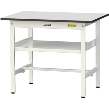軽量作業台/耐荷重150kg_中間棚付き固定式_RoHS2指令対応塩ビシート天板_ワークテーブル150シリーズ 山金工業
