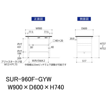 軽量作業台/耐荷重150kg_中間棚付き固定式_RoHS2指令対応塩ビシート天板_ワークテーブル150シリーズ 山金工業