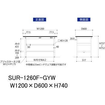 軽量作業台/耐荷重150kg_中間棚付き固定式_RoHS2指令対応塩ビシート天板_ワークテーブル150シリーズ 山金工業