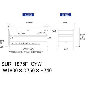 軽量作業台/耐荷重150kg_中間棚付き固定式_RoHS2指令対応塩ビシート天板_ワークテーブル150シリーズ 山金工業