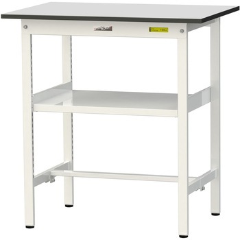 軽量作業台/耐荷重150kg_中間棚付き固定式_RoHS2指令対応塩ビシート天板_ワークテーブル150シリーズ 山金工業