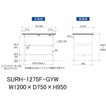 軽量作業台/耐荷重150kg_中間棚付き固定式_RoHS2指令対応塩ビシート天板_ワークテーブル150シリーズ 山金工業
