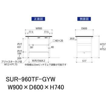 軽量作業台/耐荷重150kg_中間棚付き固定式_半面棚板付き_RoHS2指令対応塩ビシート天板_ワークテーブル150シリーズ 山金工業