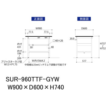 軽量作業台/耐荷重150kg_中間棚付き固定式_全面棚板付き_RoHS2指令対応塩ビシート天板_ワークテーブル150シリーズ 山金工業