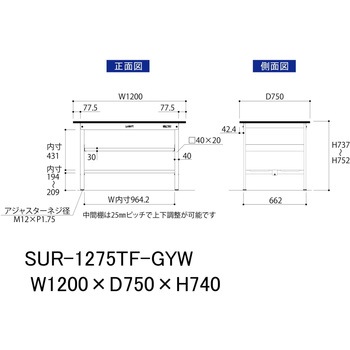 軽量作業台/耐荷重150kg_中間棚付き固定式_全面棚板付き_RoHS2指令対応塩ビシート天板_ワークテーブル150シリーズ 山金工業