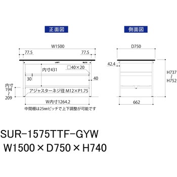 軽量作業台/耐荷重150kg_中間棚付き固定式_全面棚板付き_RoHS2指令対応塩ビシート天板_ワークテーブル150シリーズ 山金工業