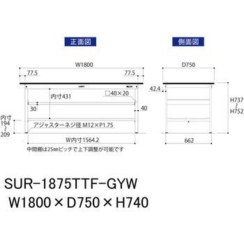軽量作業台/耐荷重150kg_中間棚付き固定式_全面棚板付き_RoHS2指令対応塩ビシート天板_ワークテーブル150シリーズ 山金工業